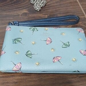 Coach Seafoam Green Wristlet with Umbrella Design